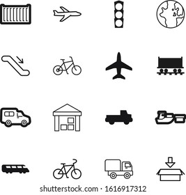 transport vector icon set such as: shipment, tourism, high, public, free, network, lamp, ocean, cartoon, railroad, globe, step, fitness, locomotive, warning, knowledge, light, package, pickup, stair