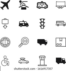 Transport Vector Icon Set Such As: Style, Wheelchair, Airport, Back, Human, Urban, Courier, Sunlight, Family, Trunk, Keep, Crossroads, Heat, Outline, Trendy, Image, Top, Pack, Order, Graphic, Away