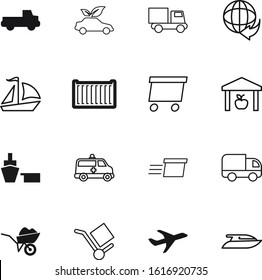 transport vector icon set such as: industrial, aid, sail, goods, style, shopping, carry, motor, suv, police, emergency, fly, color, barrow, nature, worldwide, tool, tag, accident, vessel, luxury