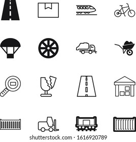 transport vector icon set such as: cycle, recycle, health, pixel, trash, timber, sale, break, supply, air, outline, work, wood, heavy, garden, refuse, rubbish, ride, history, dump, wooden, high, set