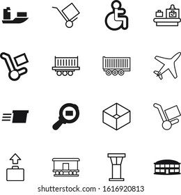 transport vector icon set such as: glass  monitor  check  food  containers  x  ray  magnifier  seat  disability  lorry  invalid  rail  police  human  bus  marine  disabled  fly  railroad  store