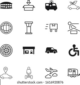 transport vector icon set such as: doctor, history, bio, personal, ride, package, airplane, train, board, handicapped, alternative, balance, hybrid, smart, camper, hoverboard, equipment, commercial