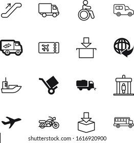 transport vector icon set such as: packaging, earth, passage, boarding, control, passing, help, scanning, shop, circle, escalate, hand, human, power, tour, detector, handicapped, parcel, gate, school