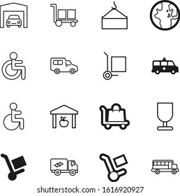 transport vector icon set such as: modern, broken, web, blue, fragile, long, doctor, network, stock, emergency, set, fast, heavy, weight, pack, healthy, container, storage, shape, earth, company