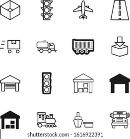 transport vector icon set such as: track, environment, cleaner, engine, avenue, airport, front, back, cardboard, structure, profile, fly, clean, danger, roadside, dust, direction, technology, up