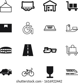 transport vector icon set such as: map, training, port, lift, lorry, pack, profile, market, break, handicap, pictogram, web, yacht, chair, trolley, lamp, highway, disability, asphalt, recycle