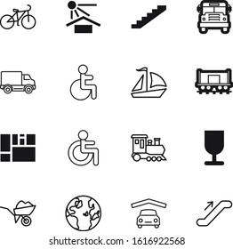 transport vector icon set such as: walkway, cycle, shipping, heavy, work, escalate, interface, warning, toy, gardening, estate, race, stick, sailboat, cartoon, care, relaxation, urban, sailing, steam