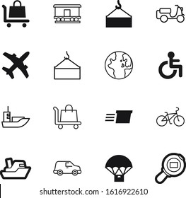 transport vector icon set such as: race, food, van, sea, air, airplane, open, carriage, wagon, retail, fragile, network, healthy, find, journey, postal, clinic, scooter, bike, cruise, magnifying