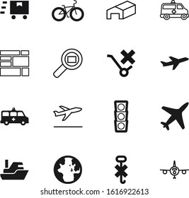 transport vector icon set such as: boat, tracking, start, direction, lamp, urban, caution, speed, person, equipment, journey, airport, paper, man, carry, up, label, cruise, house, wing, silver