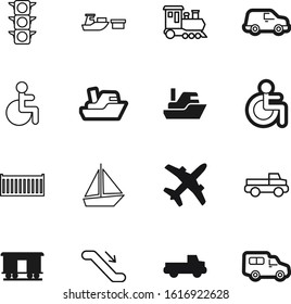 transport vector icon set such as: commercial, warehouse, element, steam, plane, obsolete, modern, containers, shiny, isometric, guide, sailboat, warning, sport, bright, lift, semaphore, stoplight