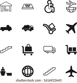 transport vector icon set such as: storage, dump, automotive, market, walk, garbage, trash, modern, sea, stairway, port, technology, aviation, deliver, home, house, cab, abstract, safety, global
