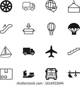 transport vector icon set such as: sailboat, guide, plow, caravan, machinery, world, escalator, label, history, jet, motion, worldwide, tractor, old, wooden, vessel, float, school, passage, handmade