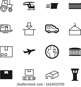 transport vector icon set such as: logo, tourist, globe, public, production, crane, old, goods, airline, safety, port, dock, global, life, closed, control, weight, stock, isometric, silhouette