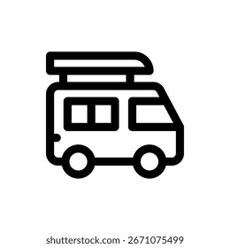 Transport vector icon of van vehicle for delivery and travel, suitable for logistics, camping, and business graphics