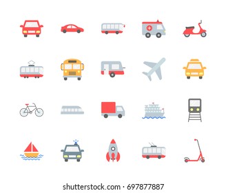 Transport vector icons, flat style