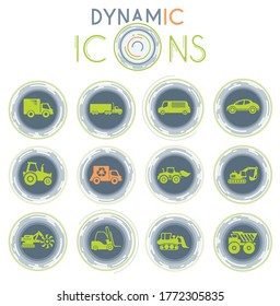Transport vector icons on white background with dynamic lines for animation for web and user interface design