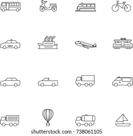 Transport vector icons set outline