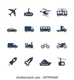 Transport vector icons set, side view