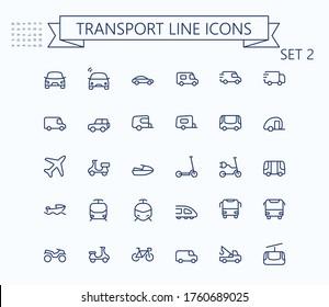 Transport vector icons set. Thin line outline 24x24 Grid. Pixel Perfect
