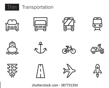 Transport vector icons set Thin line outline - Shutterstock ID 387731350