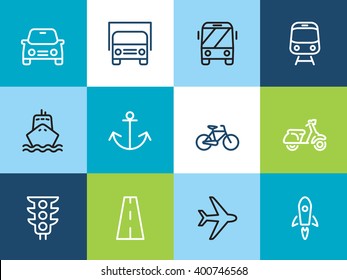 Transport vector icons set - Thin line iconset