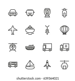 Transport vector icons set Thin line outline. Editable Stroke. 48 x 48 Pixel Perfect.