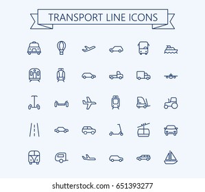 Transport vector icons set. Thin line outline 24x24 Grid. Pixel Perfect 