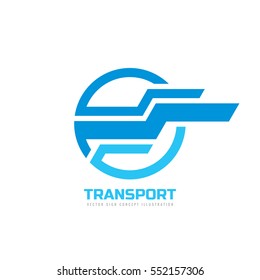 Transport - Vector Logo Concept Illustration. Abstract Horizontal Stripes In Circle Shape. Design Element.