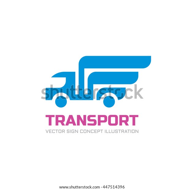 Transport - vector logo template. Abstract car truck\
silhouette with wing concept illustration. Delyvery service sign.\
Design element. 
