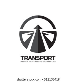 Transport - Vector Logo Template Concept Illustration. Arrow On The Abstract Road Creative Sign. Transportation Speed Symbol. Design Element. 