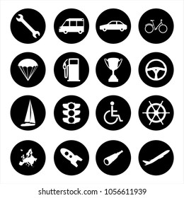 Transport vector round icon set, collection