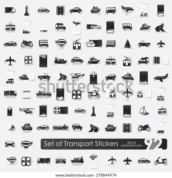 transport\
vector sticker icons with shadow. Paper\
cut