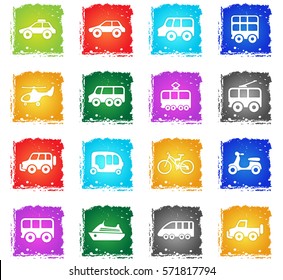 transport vector web icons in grunge style for user interface design