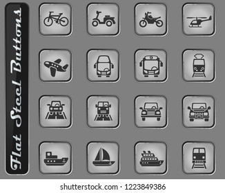 transport vector web icons on the flat steel buttons