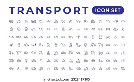 Transport, vehicle and delivery elements - minimal thin line web icon set. Outline icons collection. Simple vector illustration.
