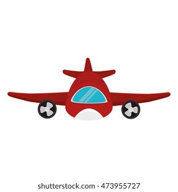 transport vehicle red airplane flying front view vector illustration