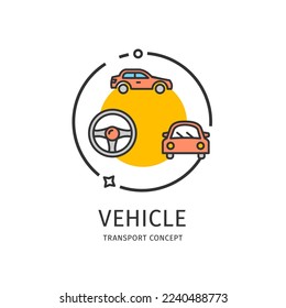 Transport Vehicle Thin Line Icon Transportation Concept Include of Auto Car Sedan. Vector illustration of Automobile