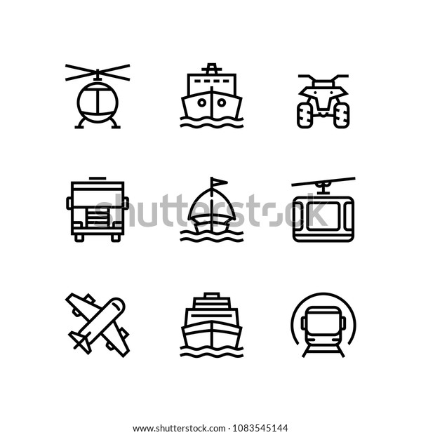Transport, vehicle, truck and car simple\
vector icons for web and mobile design pack\
3