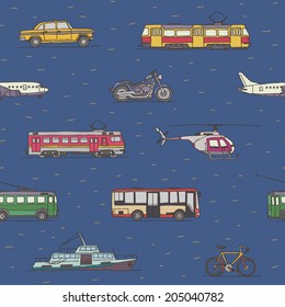 Transport vehicles seamless pattern