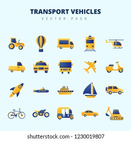 Transport vehicles vector icon pack