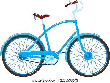 Transport vintage, retro style bike, drawing bike, vehicle tourism, isolated on white, design, flat style vector illustration.