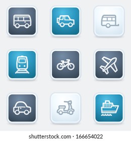 Juego de iconos web de transporte, botones cuadrados