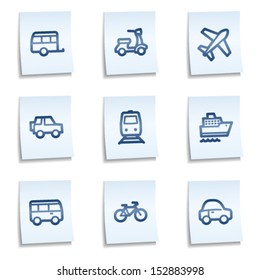 Transport web icons, blue notes