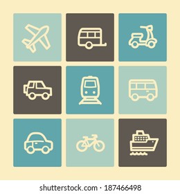 Iconos web de transporte, conjunto de botones