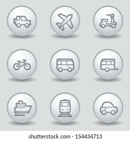 Iconos web de transporte, botones de mate blanco circular
