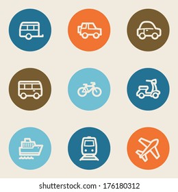Transport web icons, color circle buttons