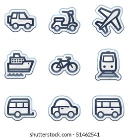 Transport-Web-Symbole, Tiefblaue Kontur-Aufkleberreihen