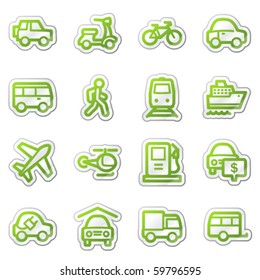 Transport web icons, green sticker series