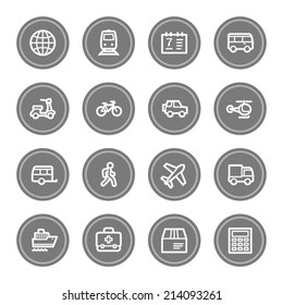 Transport web icons, grey circle buttons