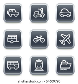 Transport  web icons, grey square buttons